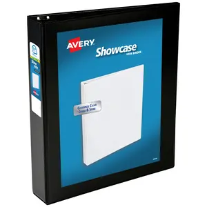 Avery® Showcase Standard View 3 Ring Binder, 1.5" Slant Rings, 375-Sheet Capacity, 2.1 Inch Wide Spine, 1 Black Binder, Ideal for Lightweight Organization and Occasional Referencing (19650)