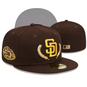 New Era MLB San Diego Padres 59FIFTY Fitted Hats – Brown And Gold Gorras De Béisbol, Flat Brim Baseball Cap, Premium Streetwear Collector Style