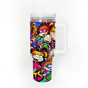 40oz Stainless Steel Tumbler, 1 Count Rugrats Pattern Insulated Water Bottle, Stainless Steel Thermos, Stainless Steel Flask, Drinking Cup for Home Office School, Boyfriend Gift, Drinkware, Summer Cool Bottle
