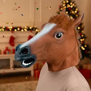 Horse Head Mask for Clothing, Christmas Party Animal Latex Accessory, Halloween Mask, No Power Required, Role Play Costume Prop
