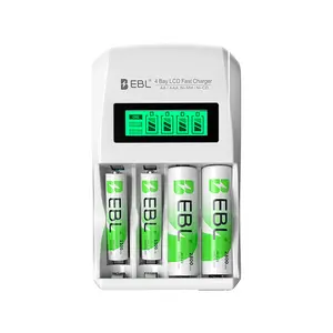 EBL Rechargeable AA AAA Batteries &  Individual Battery Charger Kit
