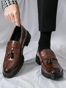 Men's Fashionable Solid Color Slip on Dress Shoes, Casual Comfortable PU Leather Loafers for Daily Wear, Smart Casual Shoes, Fashion Shoes for Party, Daily Clothing Decor, Rubber