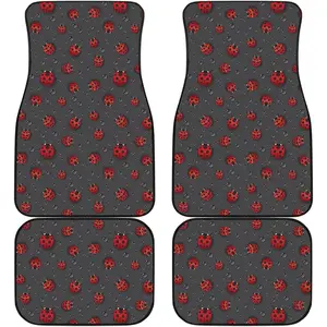 Ladybug Print Car Floor Mats Set - Front & Back | Cute Bug Design Auto Accessories | Protect Vehicle Interior | Universal Fit | Easy to Clean | Ideal Gift for Car Owners | Red & Black Theme | Girly Car Accessories