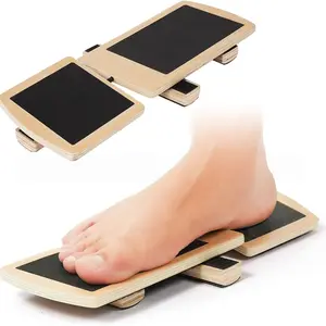Single Leg Support Wooden Ankle Balance Board, Pilates Yoga Fitness Stability Trainer, Unisex Foot Stretching Equipment, Pilates Exercise Board