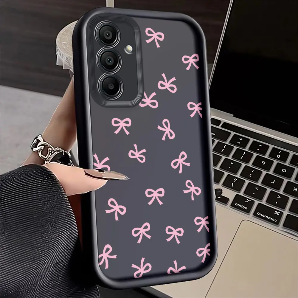 Bows Design Black & White Patterned Soft TPU Smartphone Case - Shockproof Casing, Full Camera Lens Protection, 2D Printing Cellphone Accessory Gift for Samsung Galaxy S26 S24+ S25 S23 S22 S21 Ultra FE Note20 A54 A53 A52 A36 A35 A34 A33 A17 A16 A15 A14 A13
