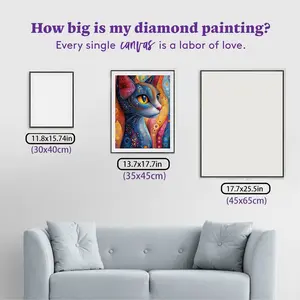 1pc 5D Diamond Painting Kit, Handmade Cat Art Set, Full Round Drill Mosaic Craft, Home Decor Gift Idea, DIY Wall Decoration