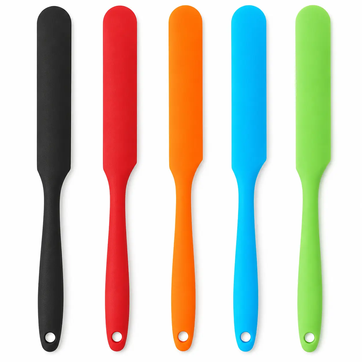 5-Pack Heat Resistant Silicone Scraper Spatula, Vibrant Candy Color Integrated Design Bakeware for Cake Cream Mixing, Home Baking (5 Pcs)