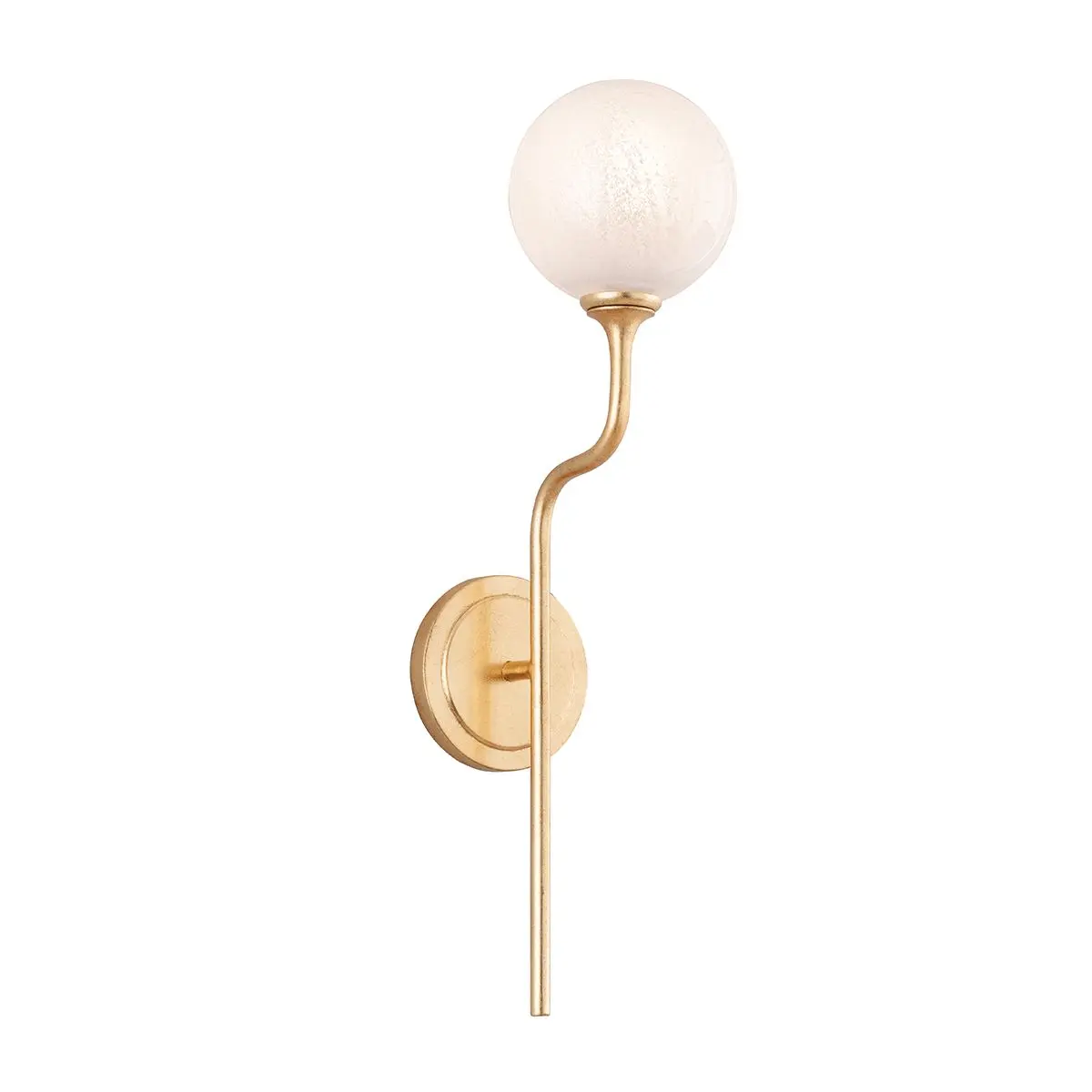 Onyx Sconce - Opal Cloud Glass Globe with Gold Leaf Finish and Vintage Elegance