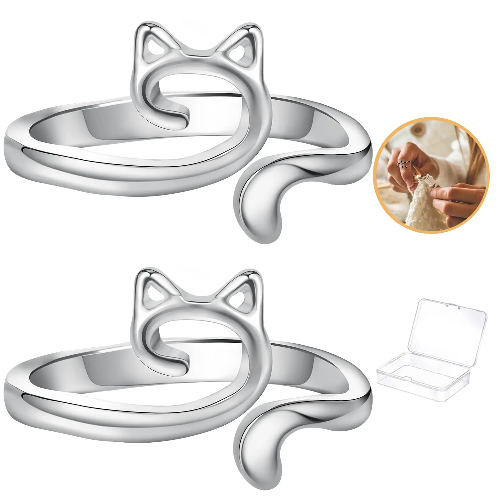 Namifin Crochet Ring for Fingure Adjustable Crochet Tension Ring Yarn Tension Rings Easy Crocheting Crochet Accessories Festival Gift Father's Day Gift