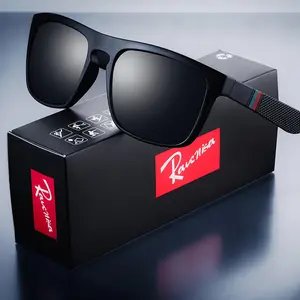 Unisex Vintage Square Full-Rim Tac Sunglasses - Polarized Polycarbonate Dark Lenses, UV400 Protection, Anti-Ultraviolet Classic Black Men's Eyewear for Driving, Beach Use, Anti-Ultraviolet Men's Sunglasses, Black Men's Sunglasses