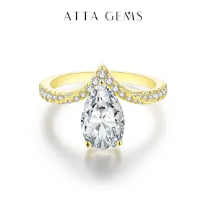 Women's 3CT D Color VVS1 Pear Cut Synthetic Moissanite Decorated Ring, Solitaire Engagement Ring, Fine Jewelry for Anniversary Gifts R056, Solitaire Engagement Rings summerwins