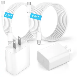 20W USB C  Charger for  14 Pro Max/13 Pro/12 Mini/iPad Air,2Pack 20W PD USB C Wall Charger with 3.3FT+6.6FT
