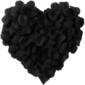 1000 Pieces Black Artificial Silk Rose Petals Flower Decoration Wedding Party Color Black