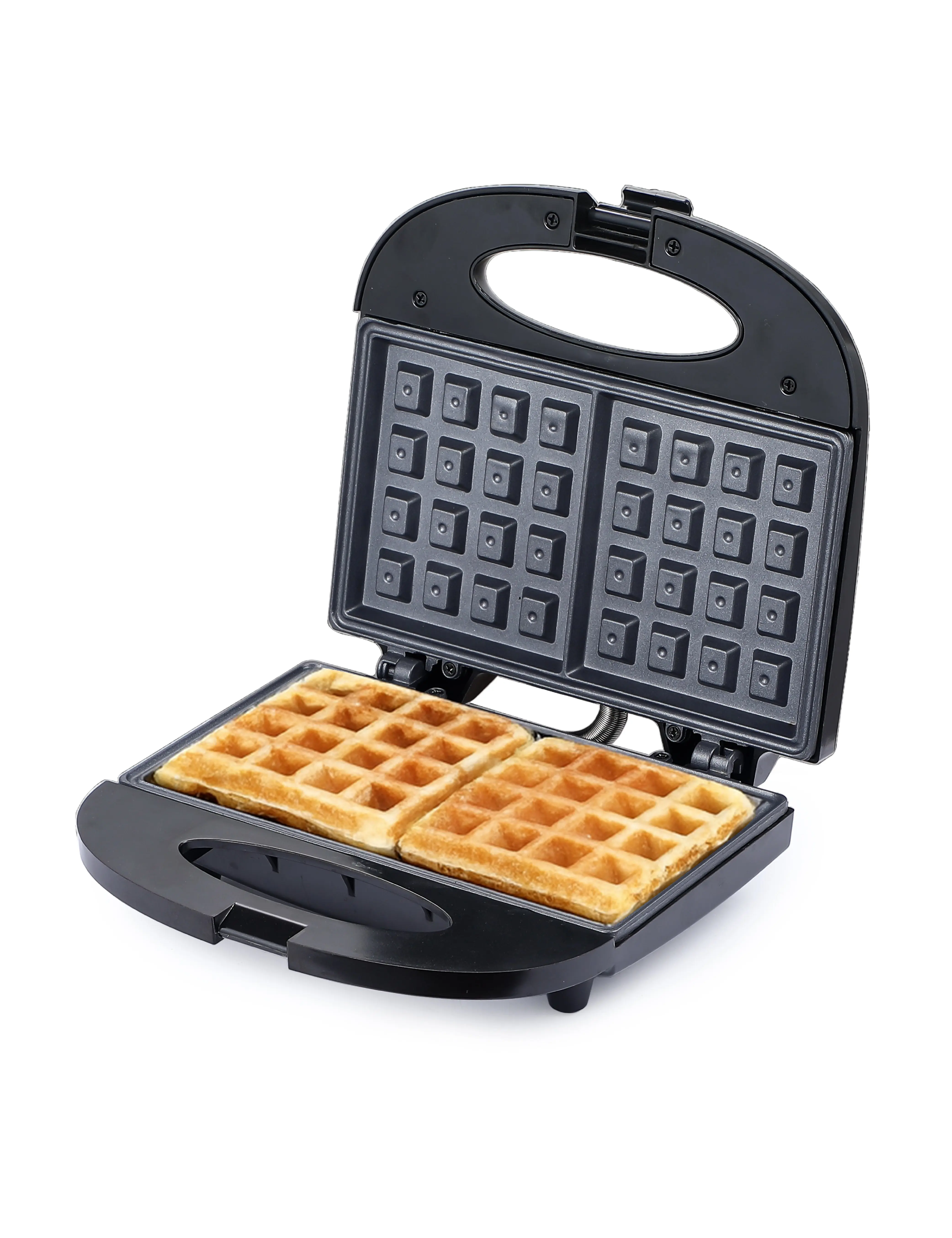 Commercial Chef Waffle Maker, Nonstick Mini Waffle Maker Bakes Two 4” x 4” Waffles, 750 Watt, Cool Touch Housing & Power on Light Thermostat, CHW2B, Black