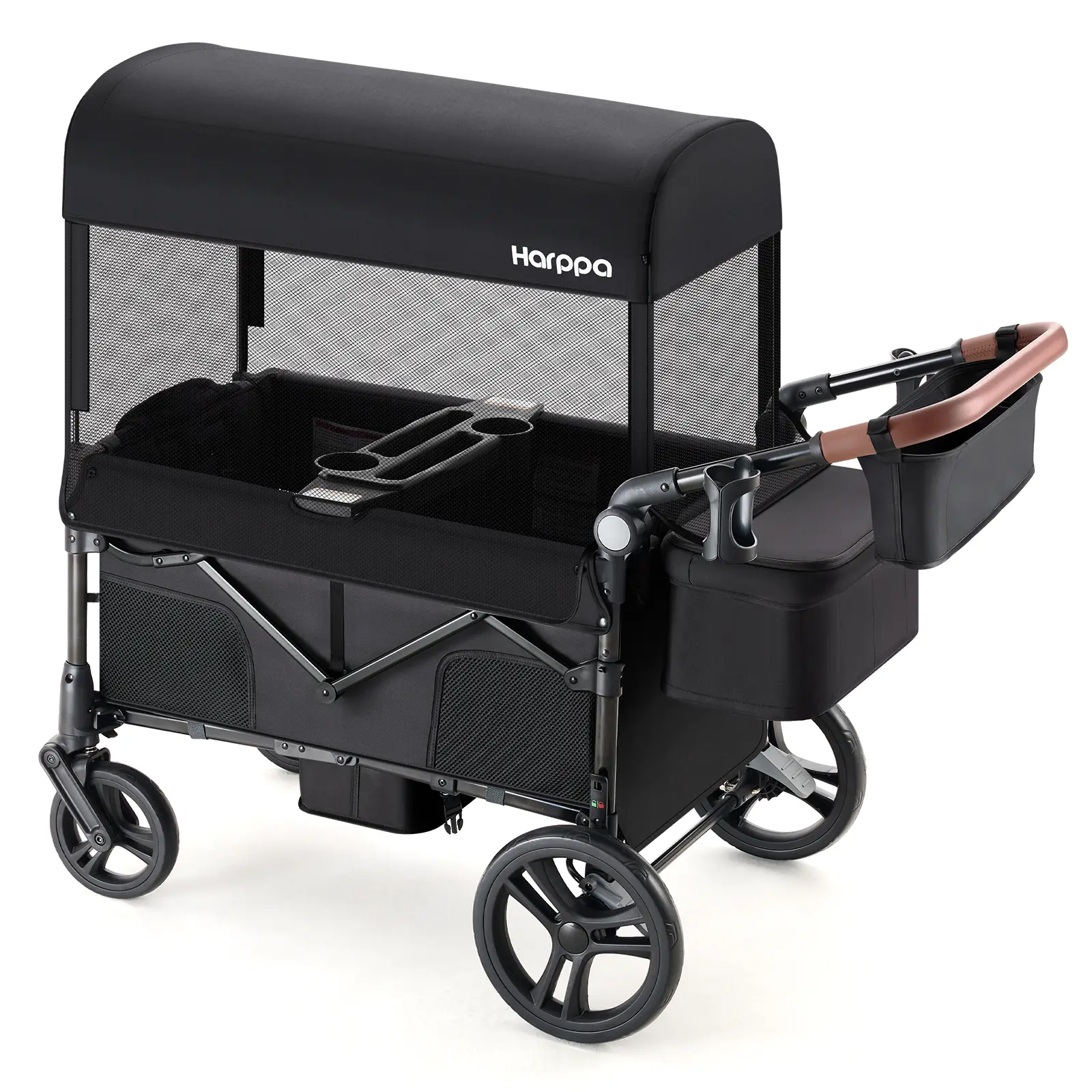 HARPPA Foldable 2 Seater Baby Stroller Wagon, UPF50+ Canopy & Mosquito Net, Stroller with Cup Holders & Stroage, All-Terrain Wheels, Adjustable Handle, Baby Items, Strollers For Babies