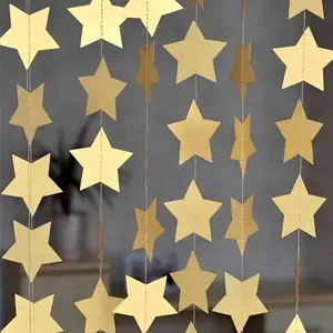 Shimmering Star Flower Garland Banner Decoration, Hanging Star Flag Bunting for Indoor Weddings, Birthdays, Valentine's Day Parties and Celebrations