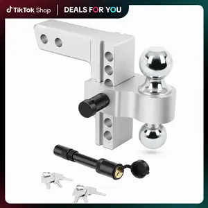 Adjustable Trailer Hitch Ball,Heavy Duty Towing Hitch,8 Inch Drop/Rise Mount Fit 2 Inch Receiver, 2" and 2-5/16" Dual Ball,Include 2 Anti-Theft Locks  pin Lockable tow Boating Accessories Boat Fenders for jeep car truck