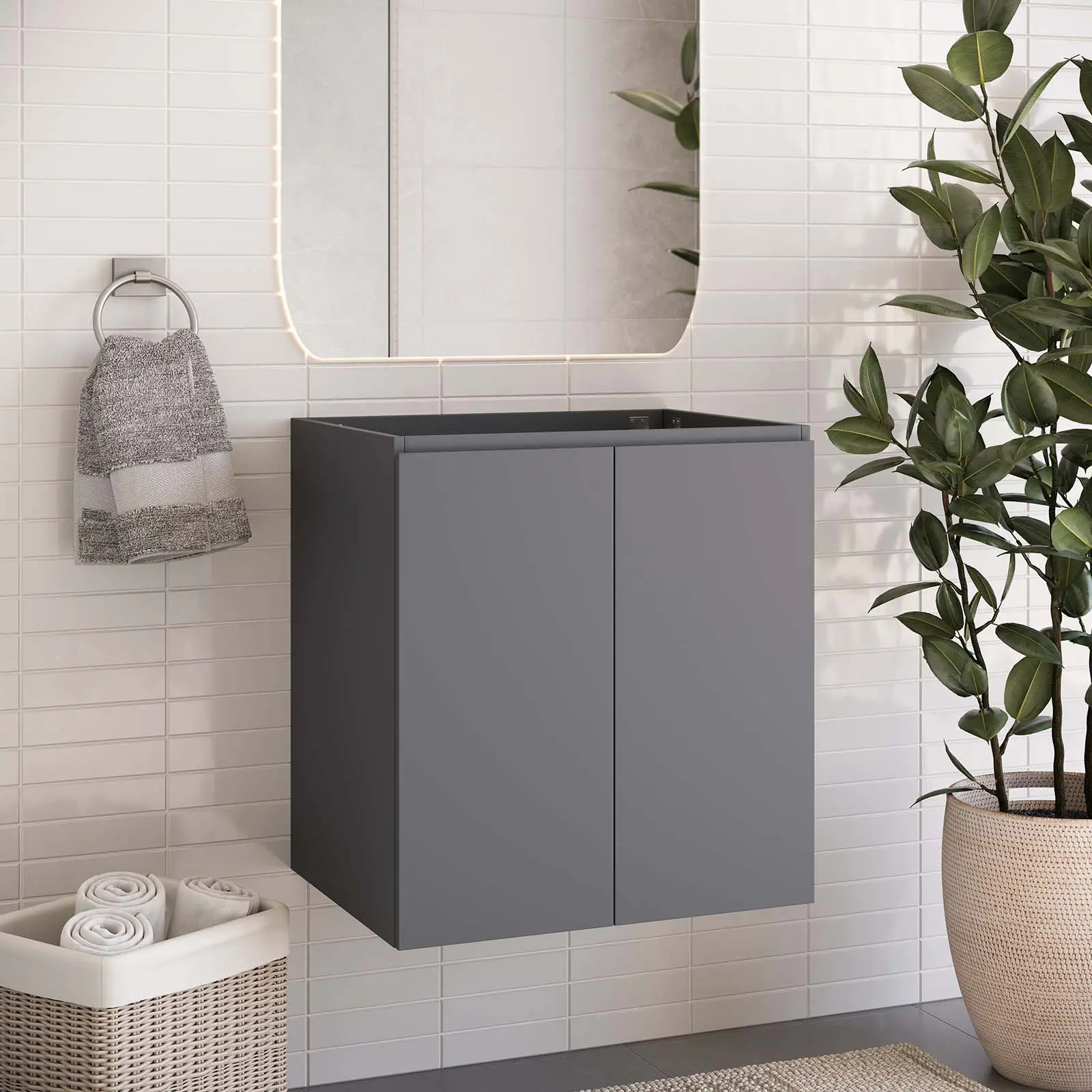 Modway Bryn 24" Wall-Mount Bathroom Vanity (Sink Basin Not Included) in Gray