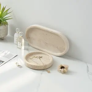 Vintage Style Natural Cavity Stone Tray, High-End Entryway Table Decor, Home Ornament Storage Plate, Aromatherapy Decoration