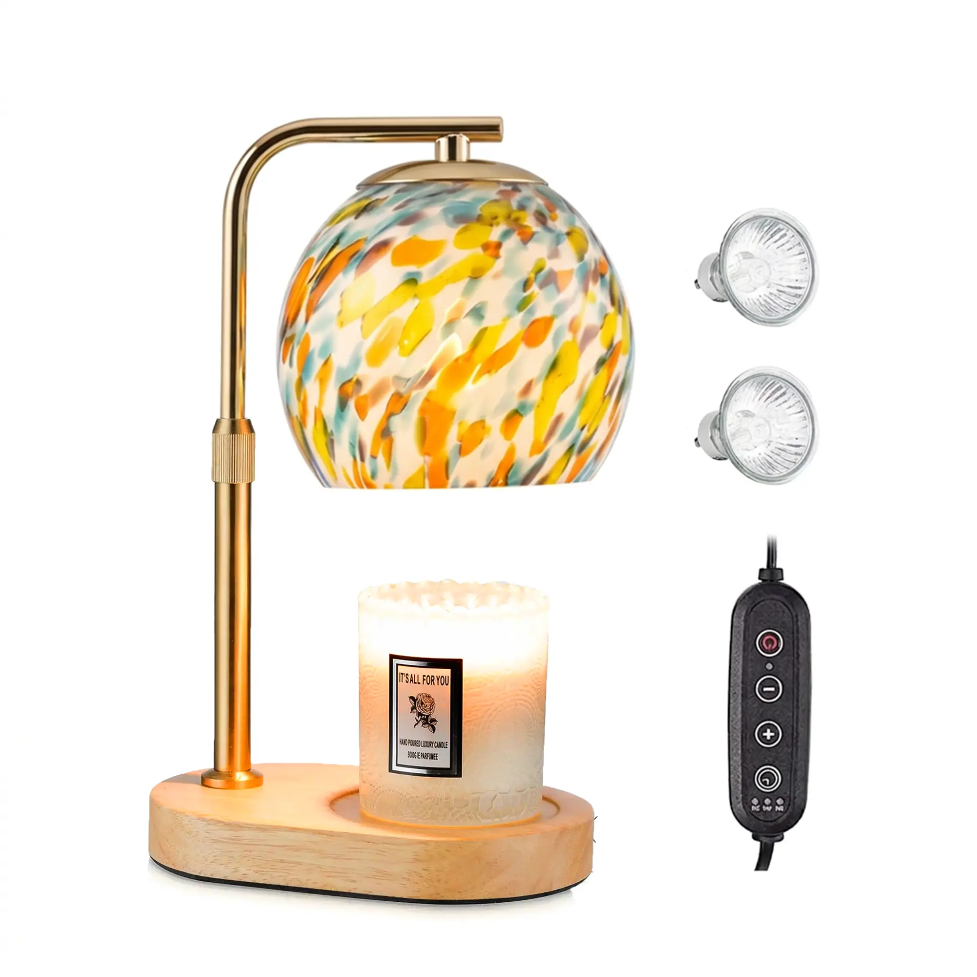 Boho Lamp Modern Metal Candle Warmer Lamp with Timer & Brightness Control Adjustable Flameless Safety Cylindrical Decorative for Home Decor & Relaxation Amber-Scented Jar Candle Warmer Lamp  Ornaments White Wood #SummerVibes