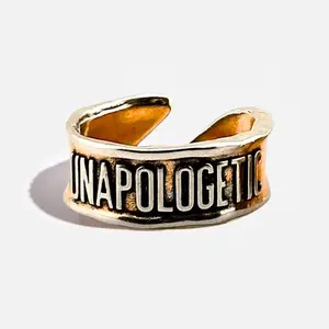 Katia Designs Unapologetic Remember Adjustable Ring - Versatile Two-Tone Gold & Silver Finish Band 7.5mm Nickel-Free Everyday Wear Jewelry