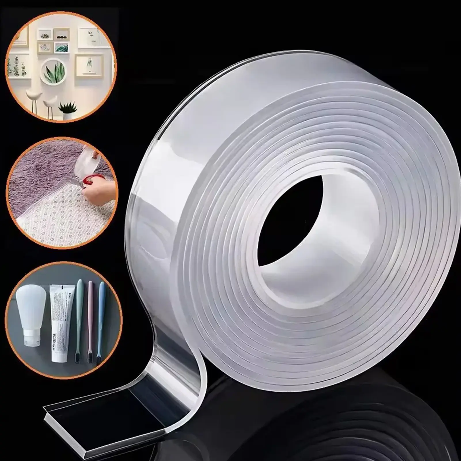 Yucoap 1 Roll 300cm Nano Tape, Waterproof Heavy Duty Double Sided Tape, Removable Traceless Clear Mounting Tape