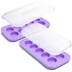 Souper Cubes Silicone Cookie Tray - Perfect for Freezing and Storing Cookie Dough Rounds,  Cookie Molds for Baking Cookies, Peanut Butter Cups Mold - Lavender With Sprinkles - 2-Pack