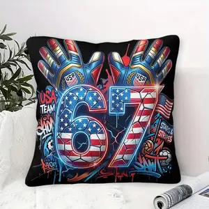 Flag Basketball Pattern Printed Throw Pillow,  Soft and Comfortable Square Cushion, Suitable for Decorating Living Rooms, Bedrooms, Sofas, Chairs, Beds, Cars, and for Travel.  Includes Pillow Insert.