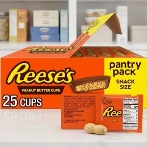 REESE'S Milk Chocolate Snack Size Peanut Butter Cups, Candy Pantry Pack, 13.75 oz (25 Pieces)
