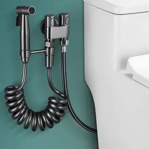 High Pressure Stainless Steel Handheld Toilet Cleaning Kit, Modern Bidet Sprayer Dual Mode Faucet, Wall Mounted, No Power Needed, Includes Installation Accessories