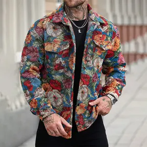 Vintage print lapel jacket button open jacket spring and autumn fashion casual street wear Coats Classic