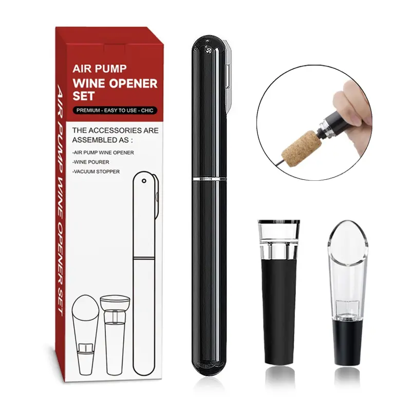 ViViAnGo Air Pump Wine Opener Bar Accessory Kit - Home Bar Utensils for Wine Enthusiasts with Vacuum Stopper, Drip-Free Pourer, Leakproof Lid Straw, Slow Pouring Accessory for Gifting