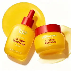 2pcsEQQUALBERRY Vitamin Brightening Serum Set - Vitamin Cand Niacinamide I Targets Dark Spots I CeramidesStrengthen Skin Barrier I Radiant, Lightweight Hydration