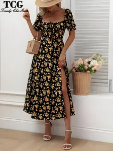 Women's Ditsy Floral Print Dress, Boho Fashion Casual Dress for Daily Holiday Vacation Wear, Ladies Dress for All Seasons
