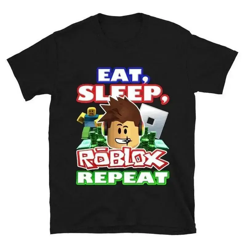 Eat, Sleep, Roblox Repeat Roblox Shirt Showcasing Nostalgic and Iconic Gaming Artwork graphic tees