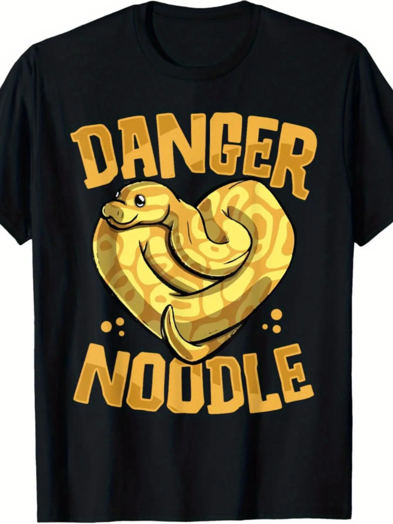 Dangerous noodles funny ball python breeder reptile lover T-shirt, 100 cotton, holiday gift, suitable for men, women, father, family, mother, friends, 180g, lovers love, lovers short sleeves, black crew neck T-shirt, size S-XXXL, regular fit, comfortable