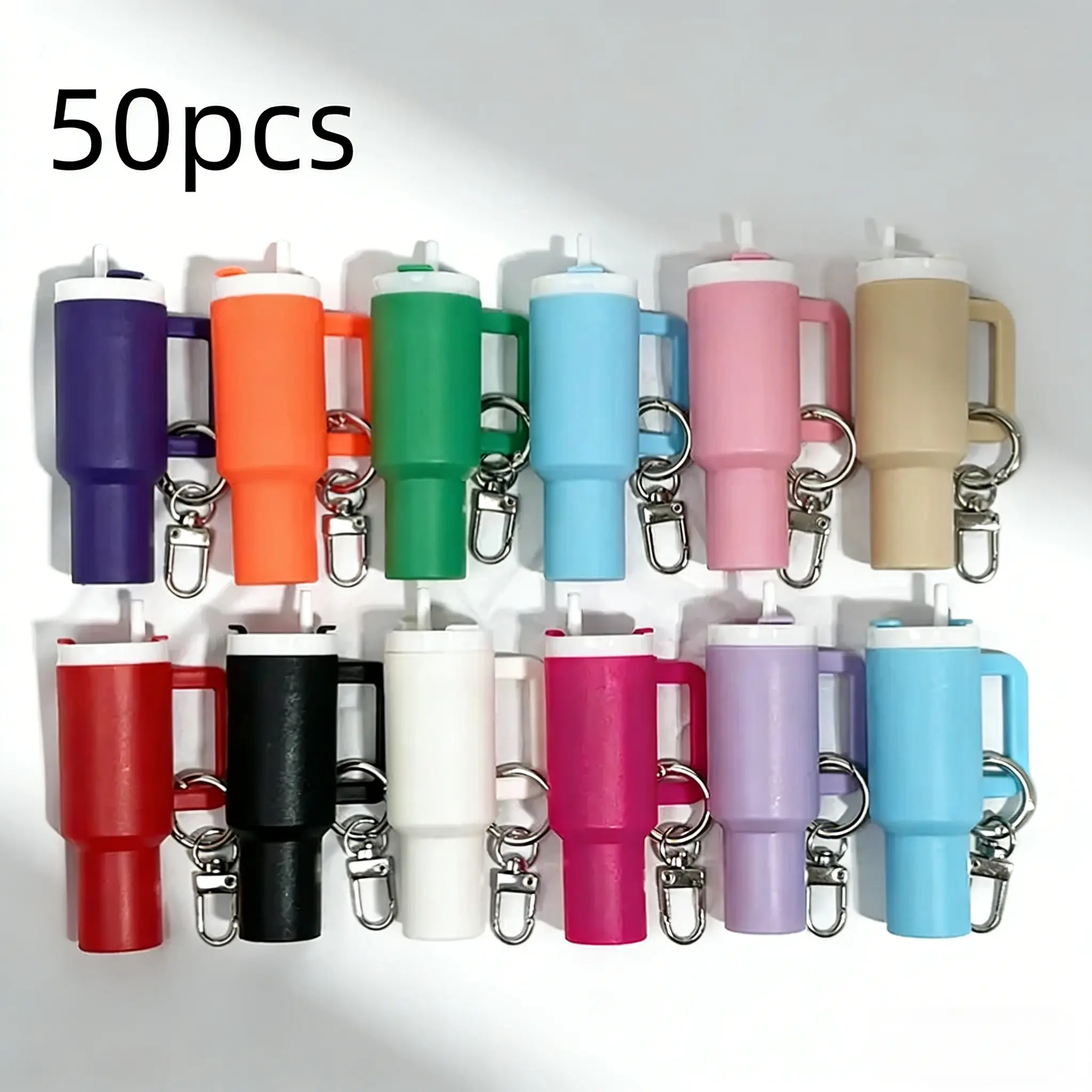 Vibrant Cup Form Cute Aesthetic Keychain with Gold Ring Key Holder - 16/19/50/100-Pack (16, 19, 50, or 100 Pieces), Kitchen Small Item Organizer, Holiday Mini Gift for Women