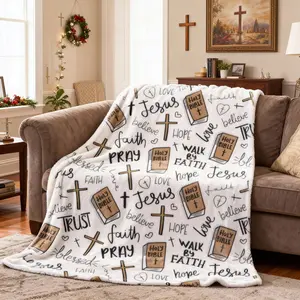 Christian Bible Blanket - Soft Flannel Material for All Seasons - Perfect Christmas Gift & Travel Companion - Stylish Room Decoration