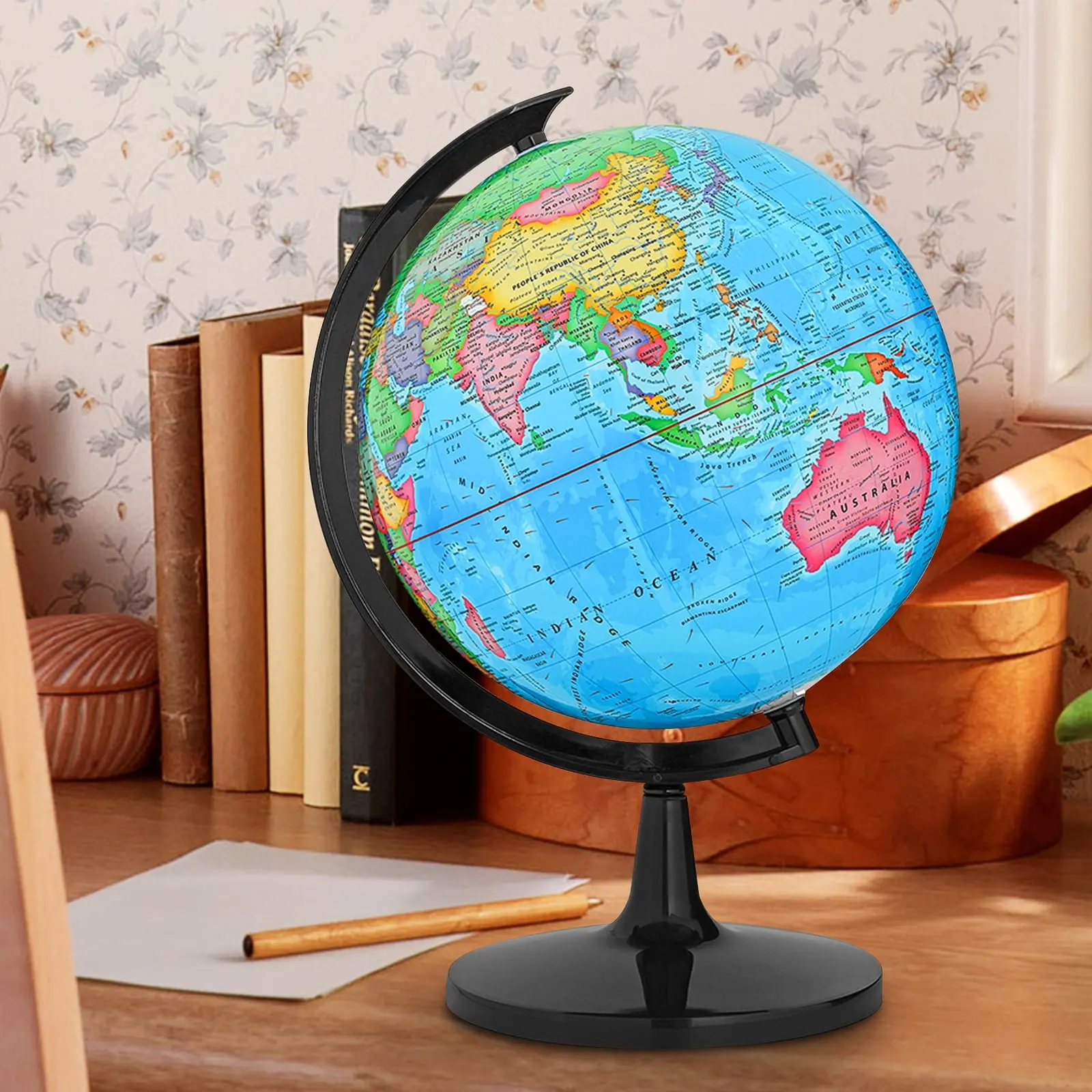 13" Unisex Interactive World Globe with Heavy Metal Base, HD Waterproof Erasable Surface, Classroom School Supply for STEM Learning, Perfect Christmas Gift, Centerpiece Gift for Geography Enthusiasts