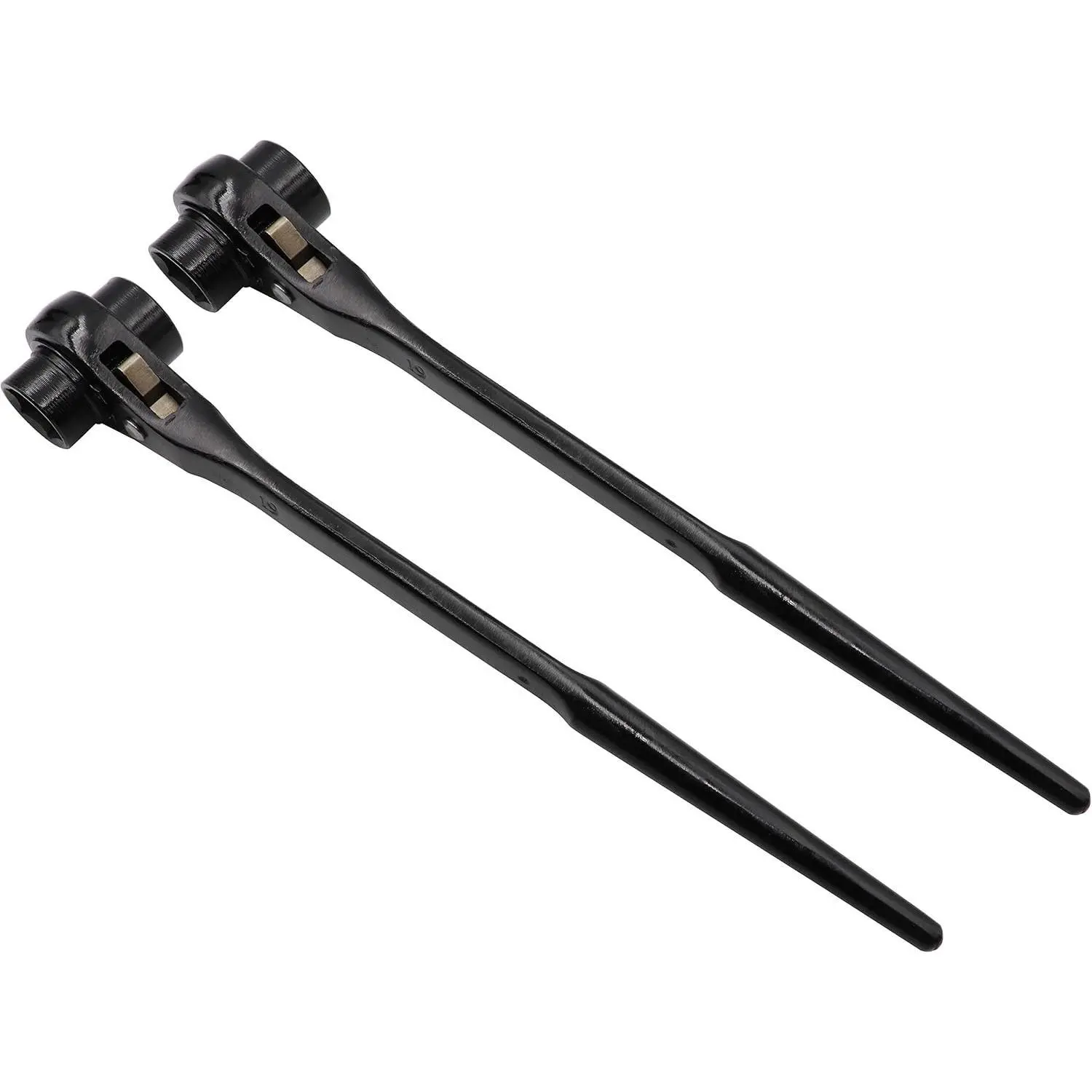 LBY 2-Pack Hexagon Scaffold Quick Wrench, 19mm/22mm Ratchet Spanner, Double Ended Socket, Ratcheting Scaffold, Pointed Tail (Black)