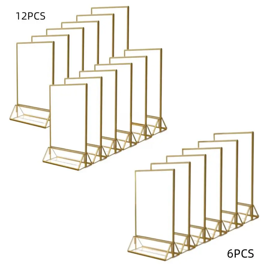 Acrylic Photo Frame Stand, Durable Sturdy Frame Design, 6/12pcs Double Sided Table Sign Holder, Table Menu Holder, Photo Display Stand for Wedding, Party, Restaurant, Decor