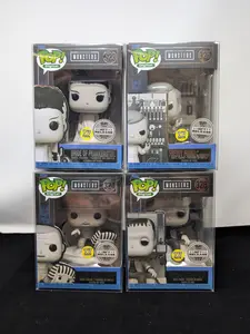 Funko Pop! Digital Universal Monsters Full Set - Bride #323, Mummy #324, FF as Dr. #235 & Frankenstein #326 +Protectors