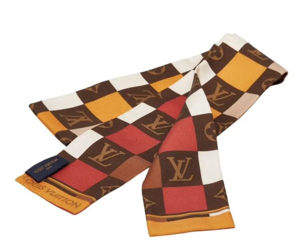 Pre-owned Louis Vuitton 1 Small Leather Goods Monogram Bandeau Scarf M68647 Brown Silk 1005260052