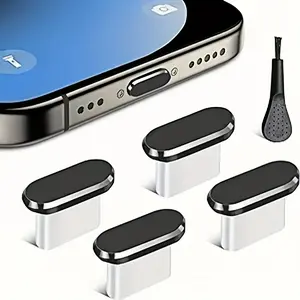Dust-proof USB-C Plug Cover & Cleaning Brush, USB C Dust-proof Plugs & Cleaning Tool Set, Charging Port Cover, Phone C-port Protector, Compatible with USB C Devices, Smartphone
