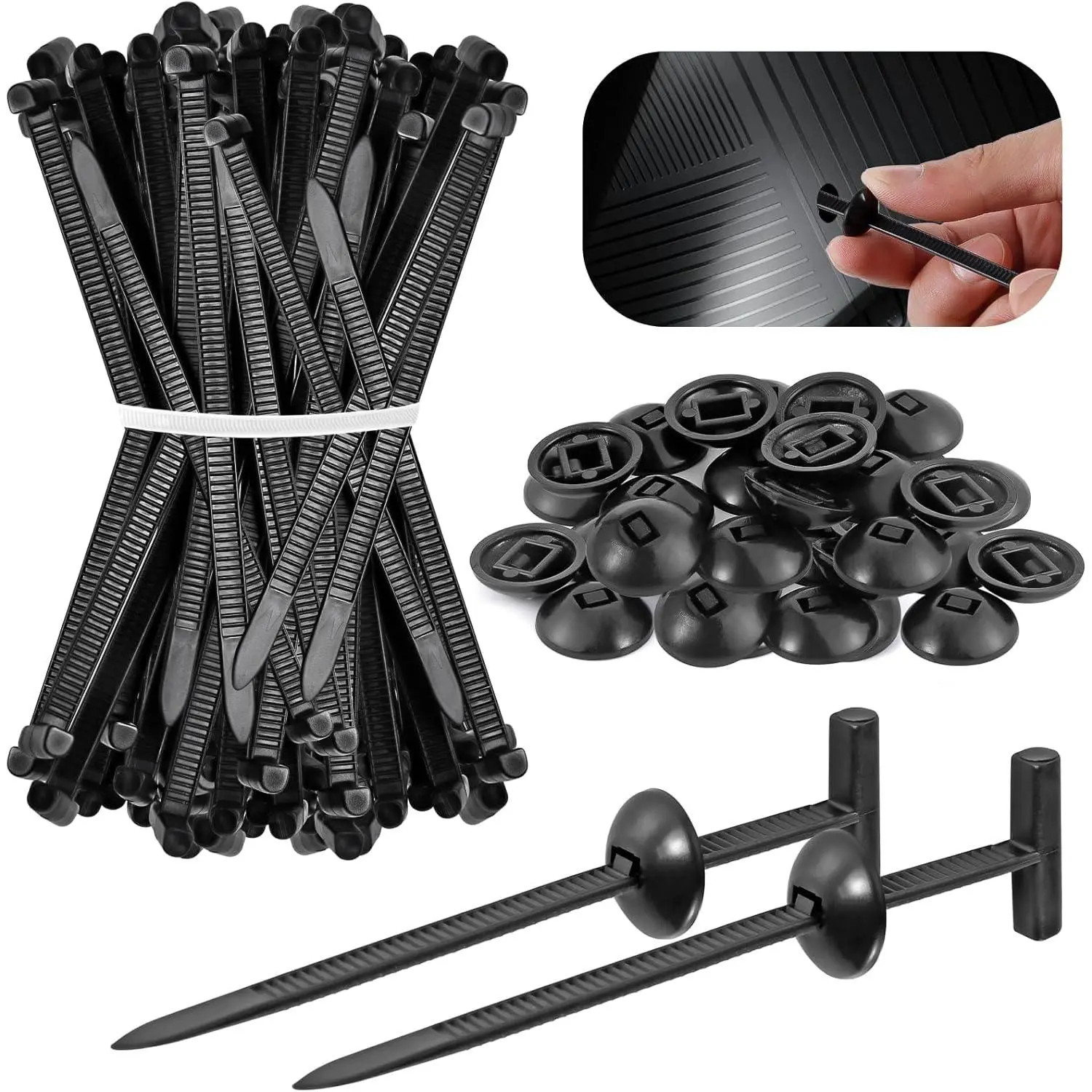 2nd Generation Nylon   Ties Buckle(100 pcs) - Heavy Duty Self-Locking Zip Ties with Pin & Button, UV-Resistant Fasteners for Auto Repair
