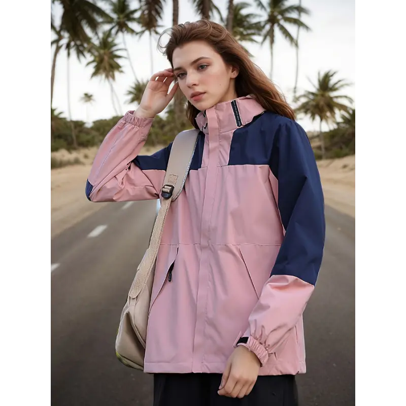 Women's Lightweight Waterproof Windproof Cycling Jacket, Suitable For Hiking And Outdoor Sports, Hooded Zipper Autumn Winter Casual Long-sleeved Coat, Wear