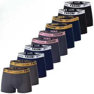 VISIONHUB Men’s Mid-Waist Polyester Plain Boxer Briefs 10-Pack, Everyday Menswear Underwear Set, Practical Value Pick for Athletic Sportswear & Activewear, Boyfriend Gift