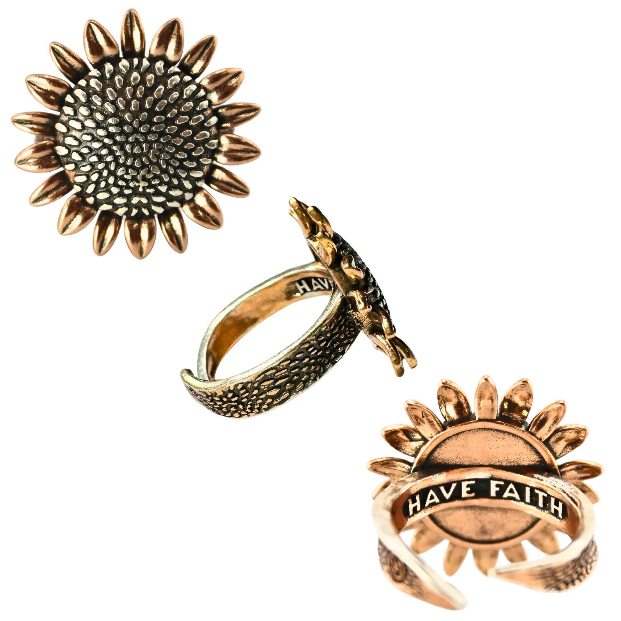 Have Faith Sunflower Inspire Adjustable Ring Jewelry