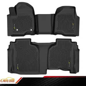 TPE Floor Mats Liners Fits 2019-2025 Chevrolet Silverado/Sierra 1500 Double Cab Black