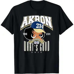 100%cotton 234 Akron Ohio Area Code Melanated Pride Gifts T-Shirt